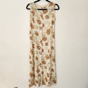 Vintage Floral Maxi Dress in Cream and Tan